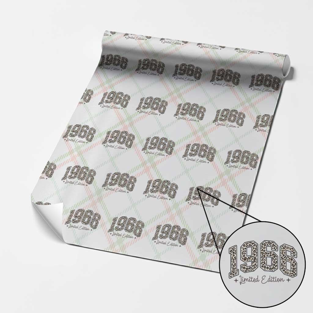 1966 Retro Birthday Wrapping Paper Roll 60 Year Old Leopard 60th Birthday Gifts For Women