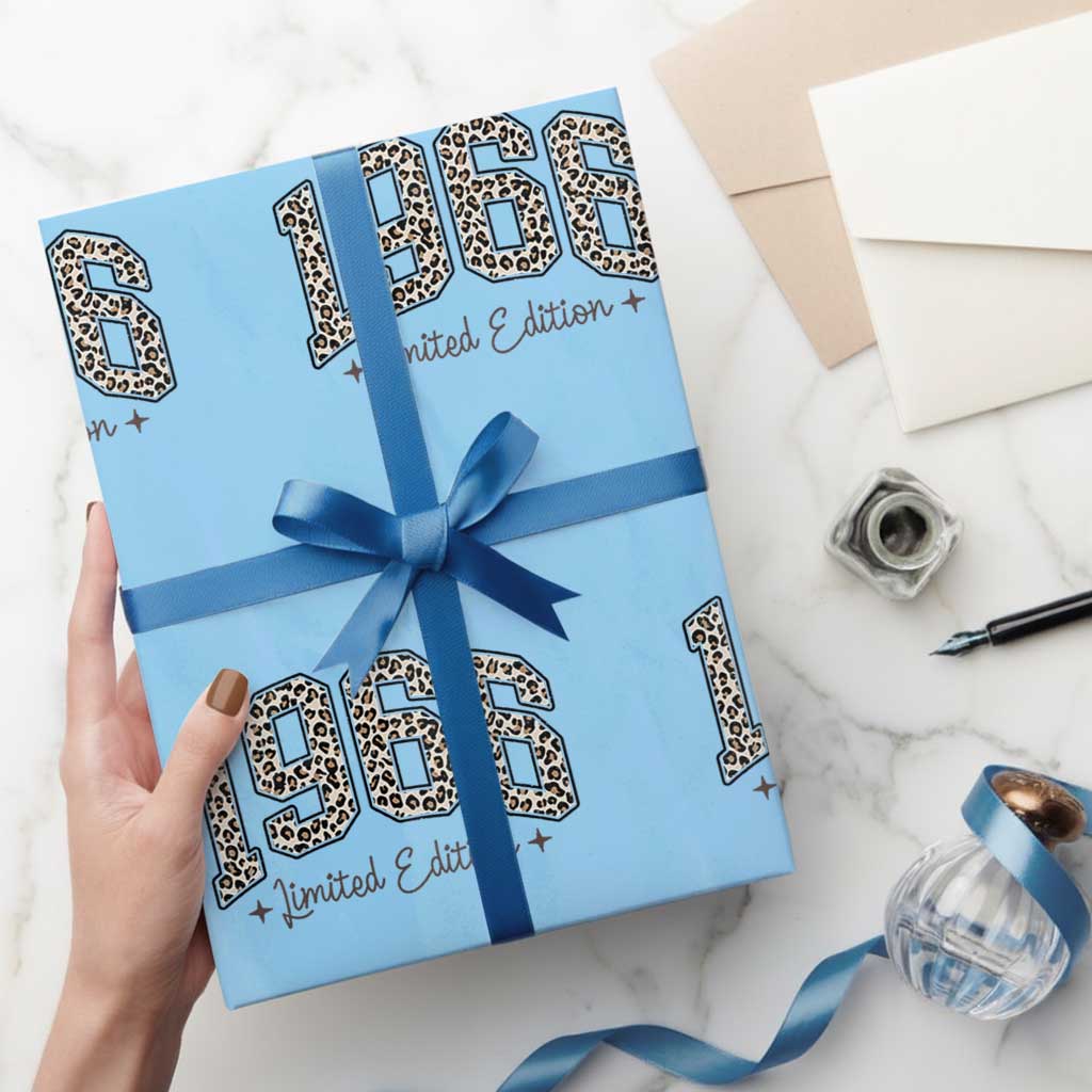 1966 Retro Birthday Wrapping Paper Roll 60 Year Old Leopard 60th Birthday Gifts For Women