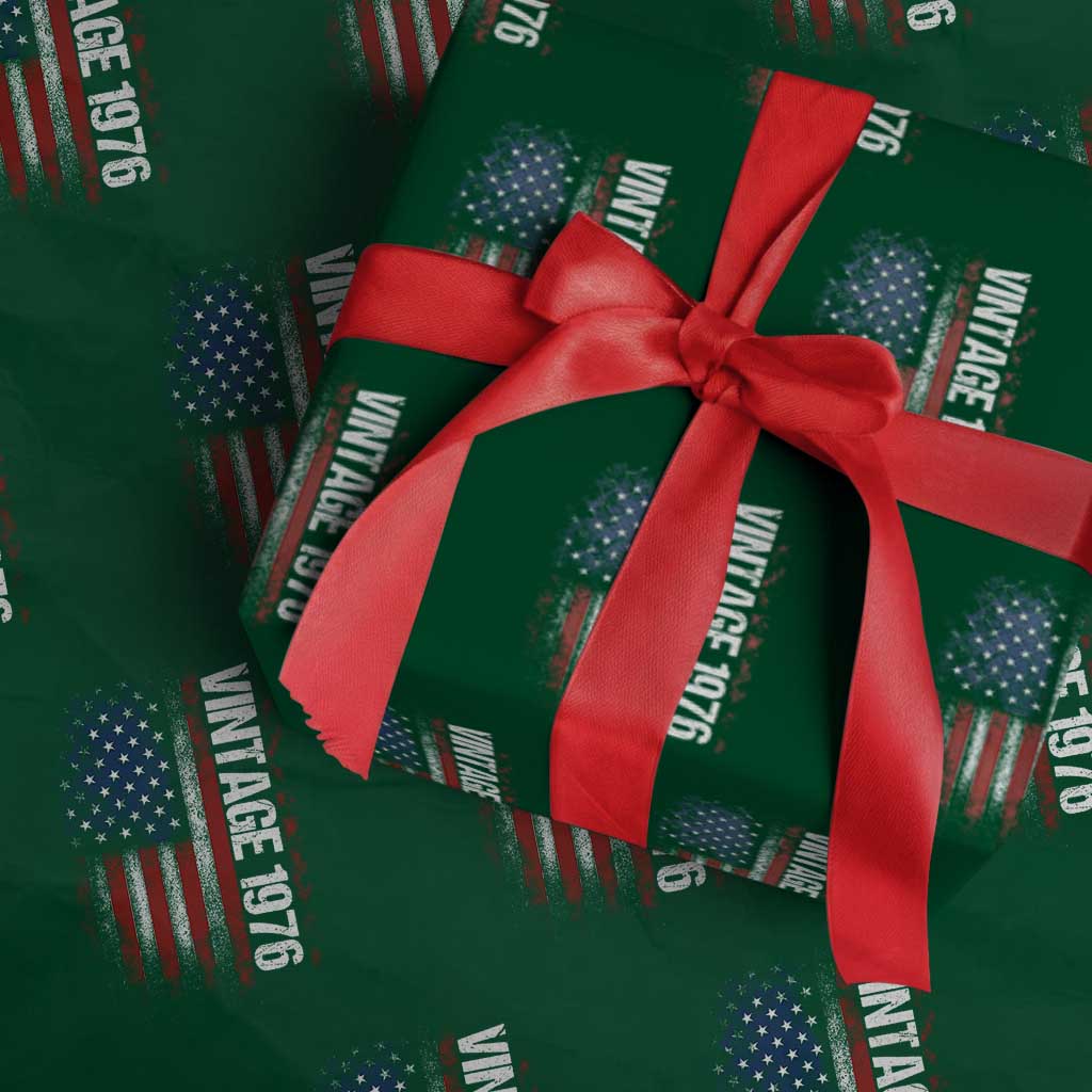 1976 Distressed American Flag Wrapping Paper Roll Patriotic 50th Birthday Graphic