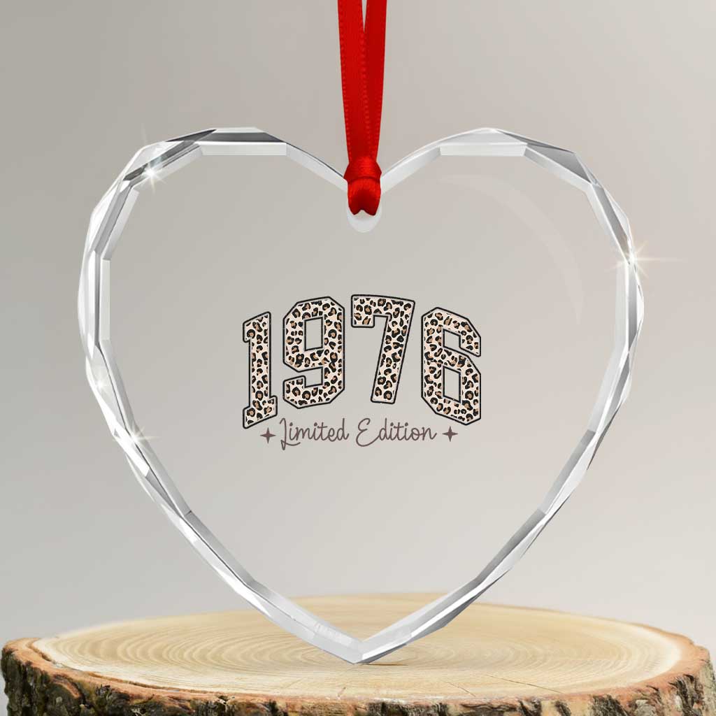 1976 Retro Birthday Heart Crystal Glass Ornament 50 Year Old Leopard 50th Birthday Gifts For Women