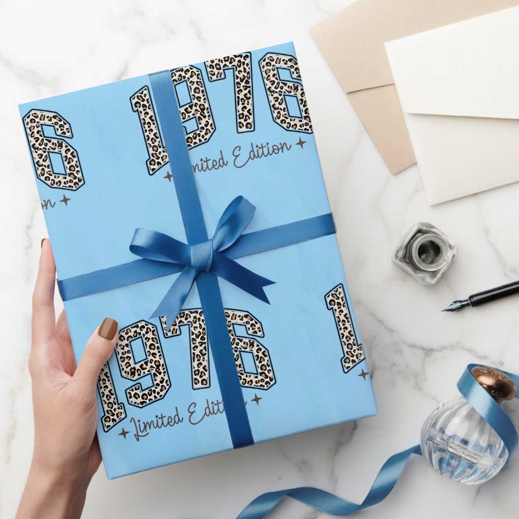 1976 Retro Birthday Wrapping Paper Roll 50 Year Old Leopard 50th Birthday Gifts For Women