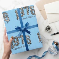 1976 Retro Birthday Wrapping Paper Roll 50 Year Old Leopard 50th Birthday Gifts For Women