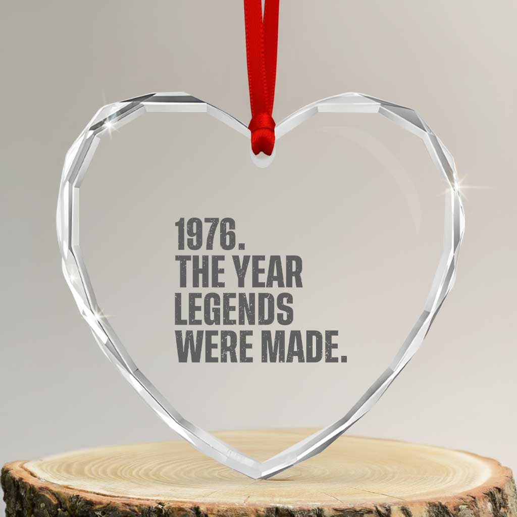 1976 The Year Legends Were Made Heart Crystal Glass Ornament Minimalist Retro 50th Birthday