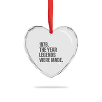 1976 The Year Legends Were Made Heart Crystal Glass Ornament Minimalist Retro 50th Birthday