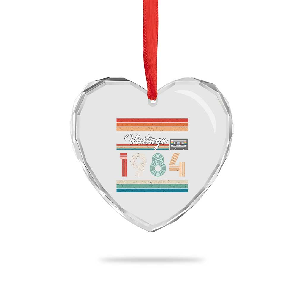 1984 Retro Birthday Heart Crystal Glass Ornament Vintage 42th Birthday Gift Classic 90s Style - Wonder Print Shop