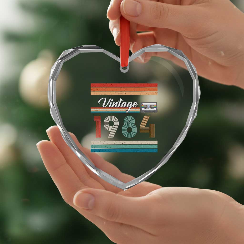 1984 Retro Birthday Heart Crystal Glass Ornament Vintage 42th Birthday Gift Classic 90s Style - Wonder Print Shop