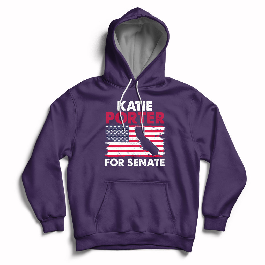 Retro Katie Porter 2024 Whiteboard For Senate California Democrat American Flag Hoodie - Wonder Print Shop