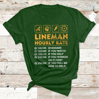 Funny Lineman Hourly Rate Gift For Lineman T Shirt - Wonder Print Shop