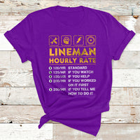 Funny Lineman Hourly Rate Gift For Lineman T Shirt - Wonder Print Shop