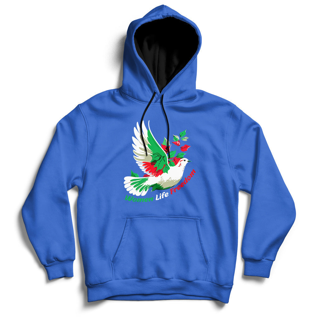 Women Life Freedom Farsi Support Iran Pigeon Hoodie - Wonder Print Shop