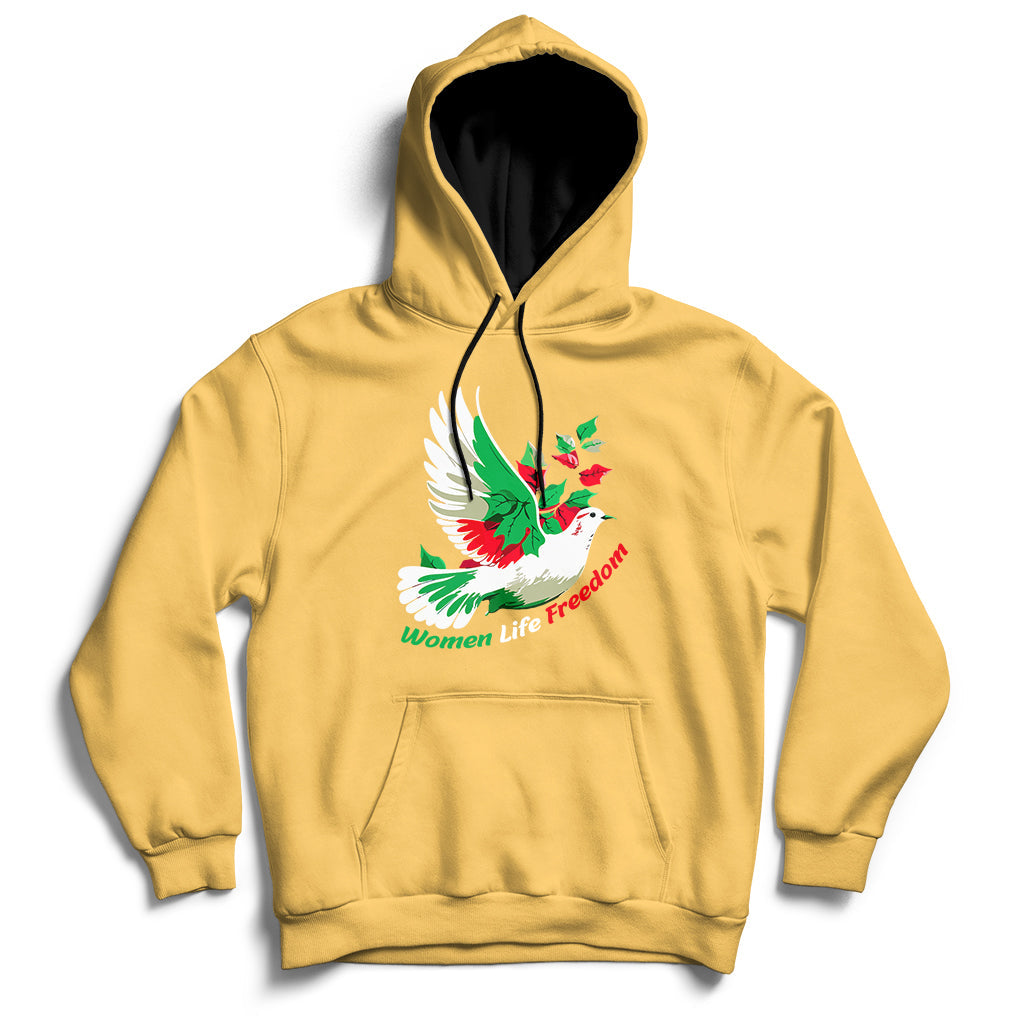 Women Life Freedom Farsi Support Iran Pigeon Hoodie - Wonder Print Shop