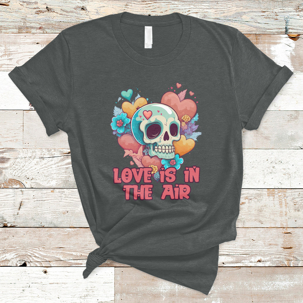 Funny Love In The Air Floral Skull Anti Valentines Day T-Shirt - Wonder Print Shop
