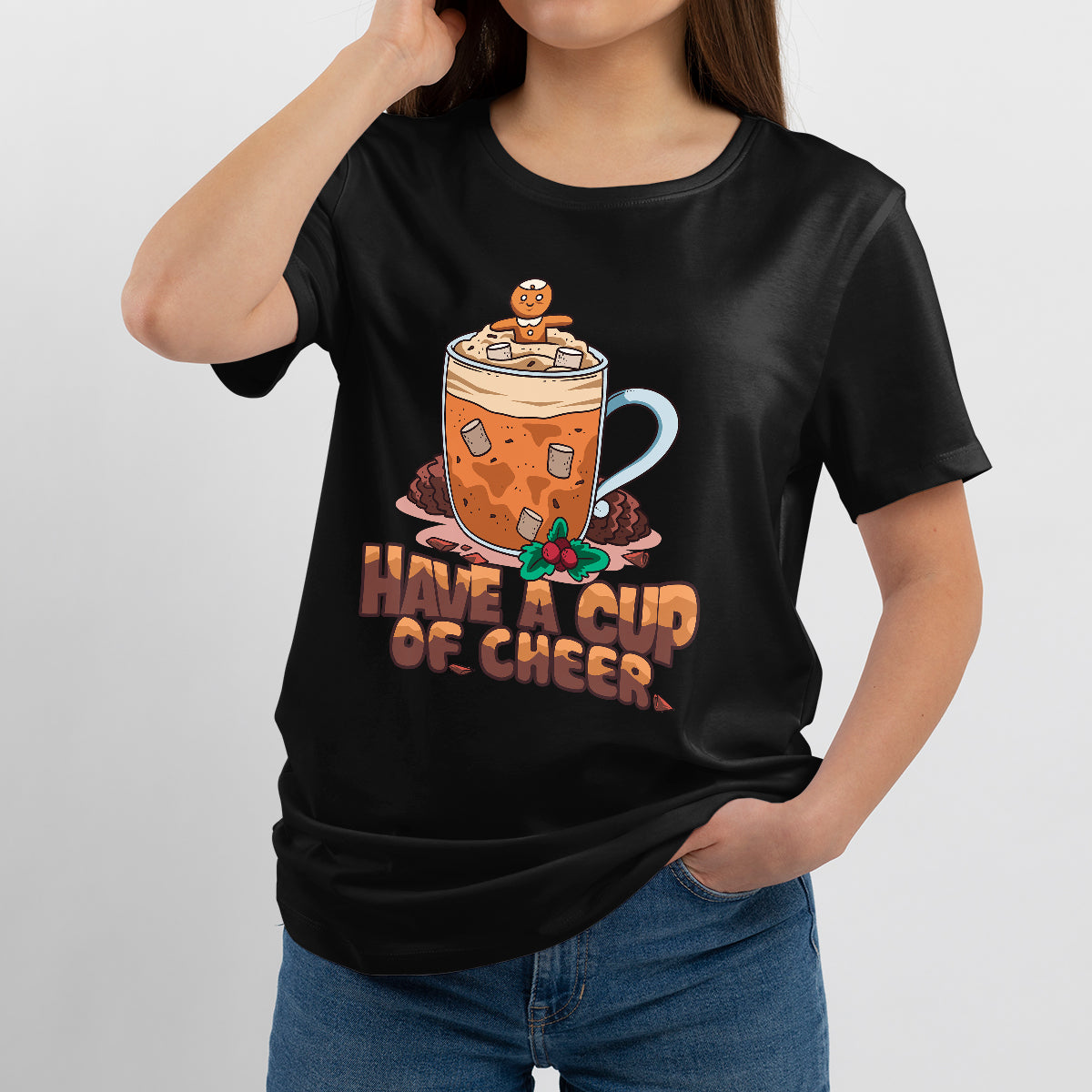 Retro Groovy Have A Cup Of Cheer Christmas Xmas Vibes, Christmas Drink T Shirt - Wonder Print Shop