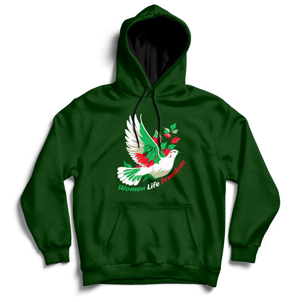 Women Life Freedom Farsi Support Iran Pigeon Hoodie - Wonder Print Shop