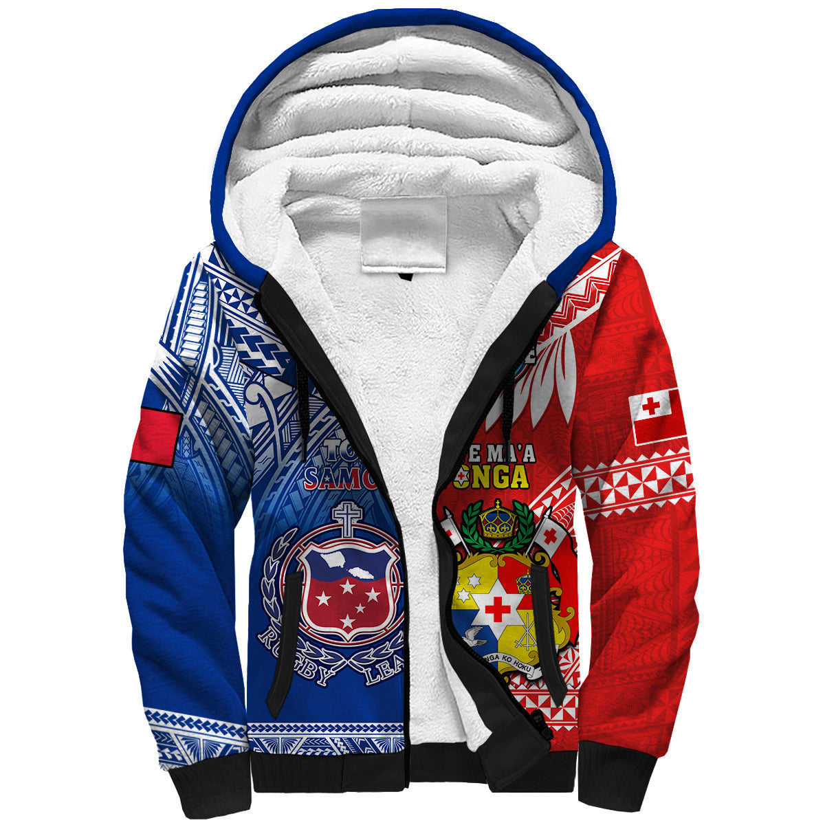 (Custom Personalised) Mate Maa Tonga And Toa Samoa Rugby Sherpa Hoodie Polynesian Pattern - Wonder Print Shop