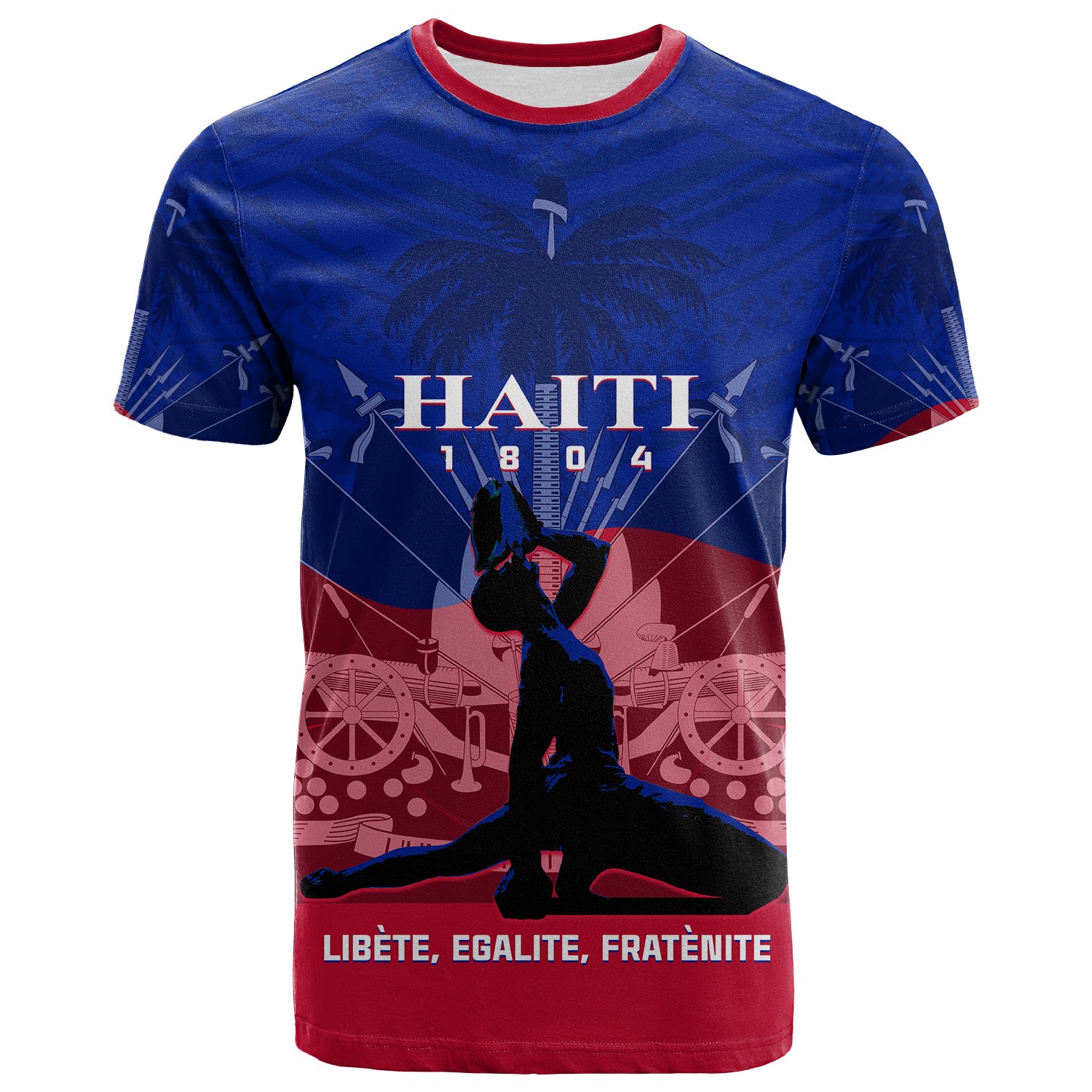 Haiti T Shirt Negre Marron With Coat Of Arms Polynesian Style LT14