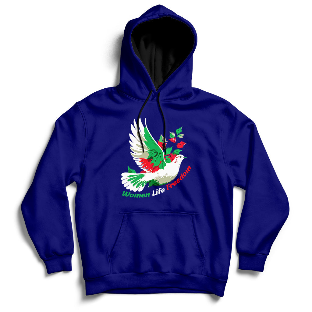 Women Life Freedom Farsi Support Iran Pigeon Hoodie - Wonder Print Shop