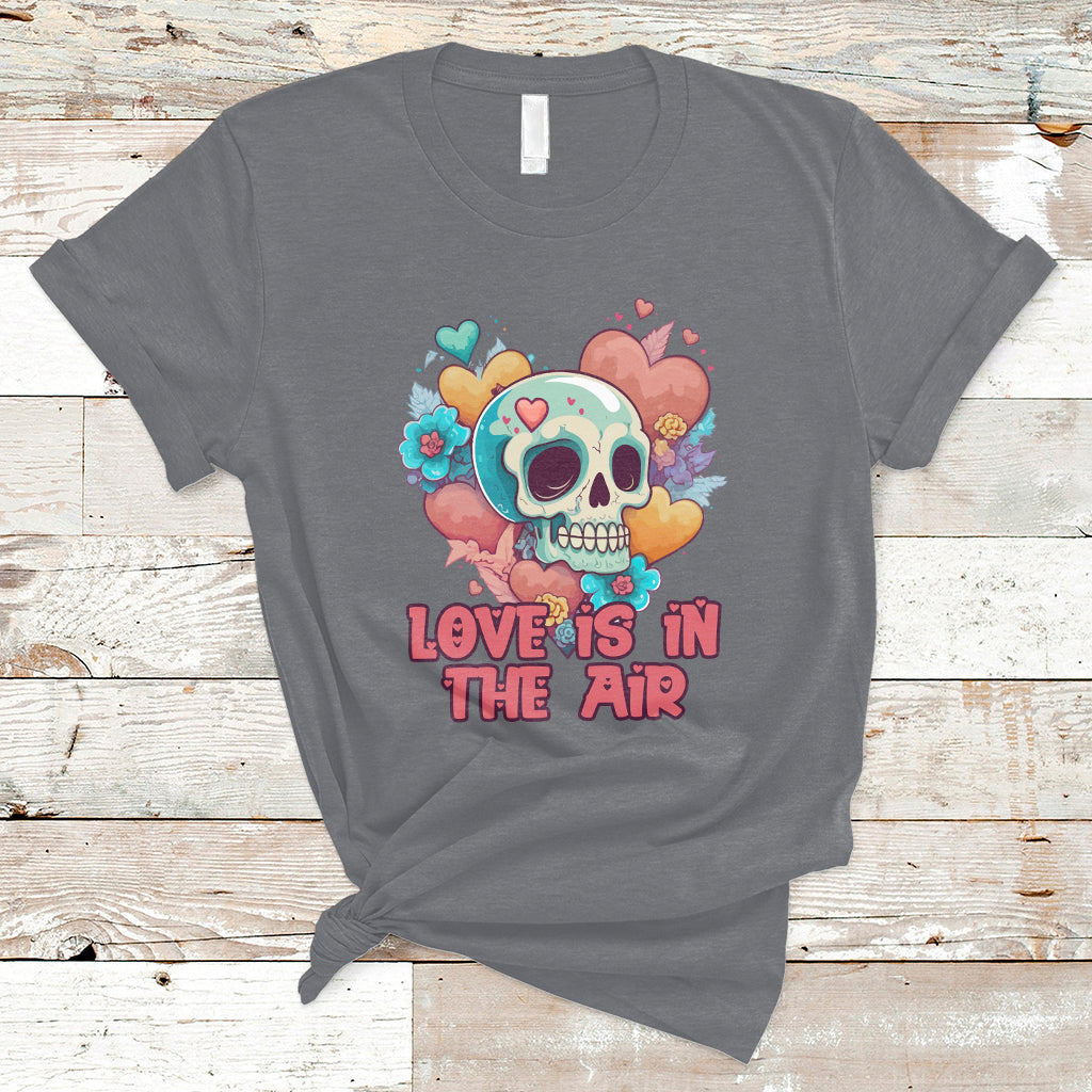 Funny Love In The Air Floral Skull Anti Valentines Day T-Shirt - Wonder Print Shop