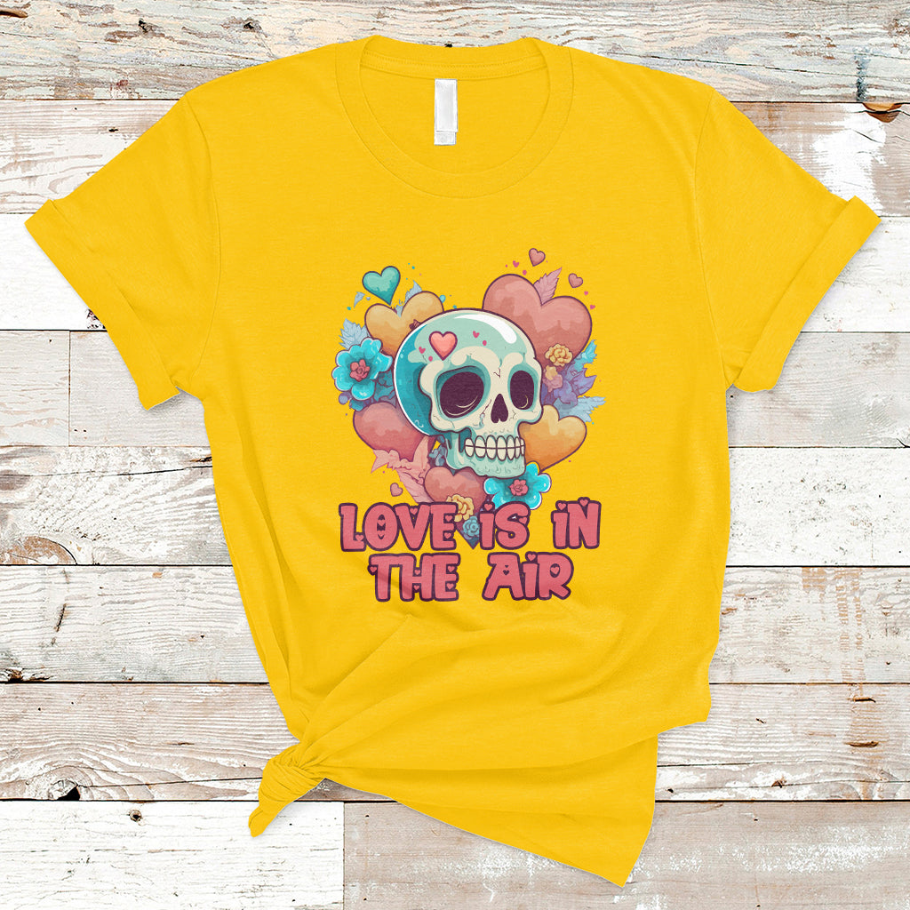 Funny Love In The Air Floral Skull Anti Valentines Day T-Shirt - Wonder Print Shop