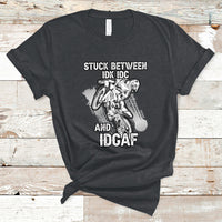 Stuck Between Idk Idc And Idgaf Bike Skull Biker Motorcross Dirt Bike T-Shirt - Wonder Print Shop