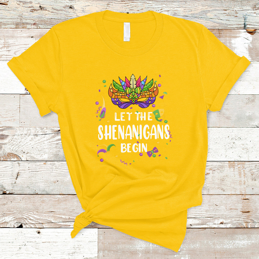 Let The Shenanigans Begin Mardi Gras Mask Womens T Shirt - Wonder Print Shop
