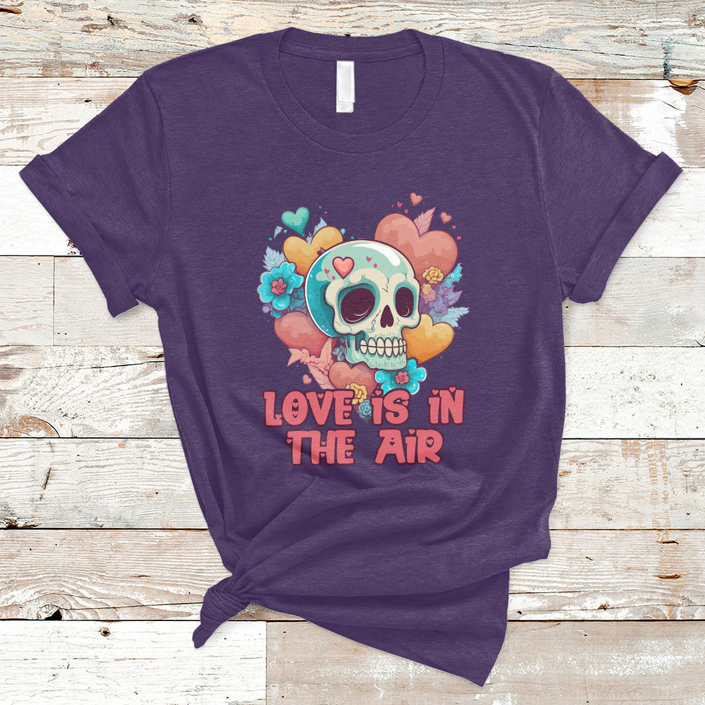 Funny Love In The Air Floral Skull Anti Valentines Day T-Shirt - Wonder Print Shop