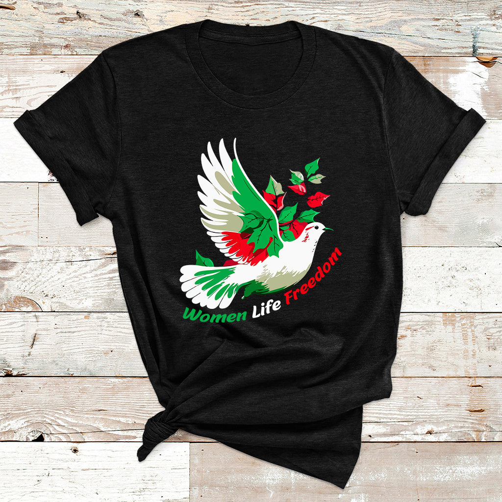 Women Life Freedom Farsi Support Iran Pigeon T Shirt - Wonder Print Shop