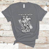 Stuck Between Idk Idc And Idgaf Bike Skull Biker Motorcross Dirt Bike T-Shirt - Wonder Print Shop