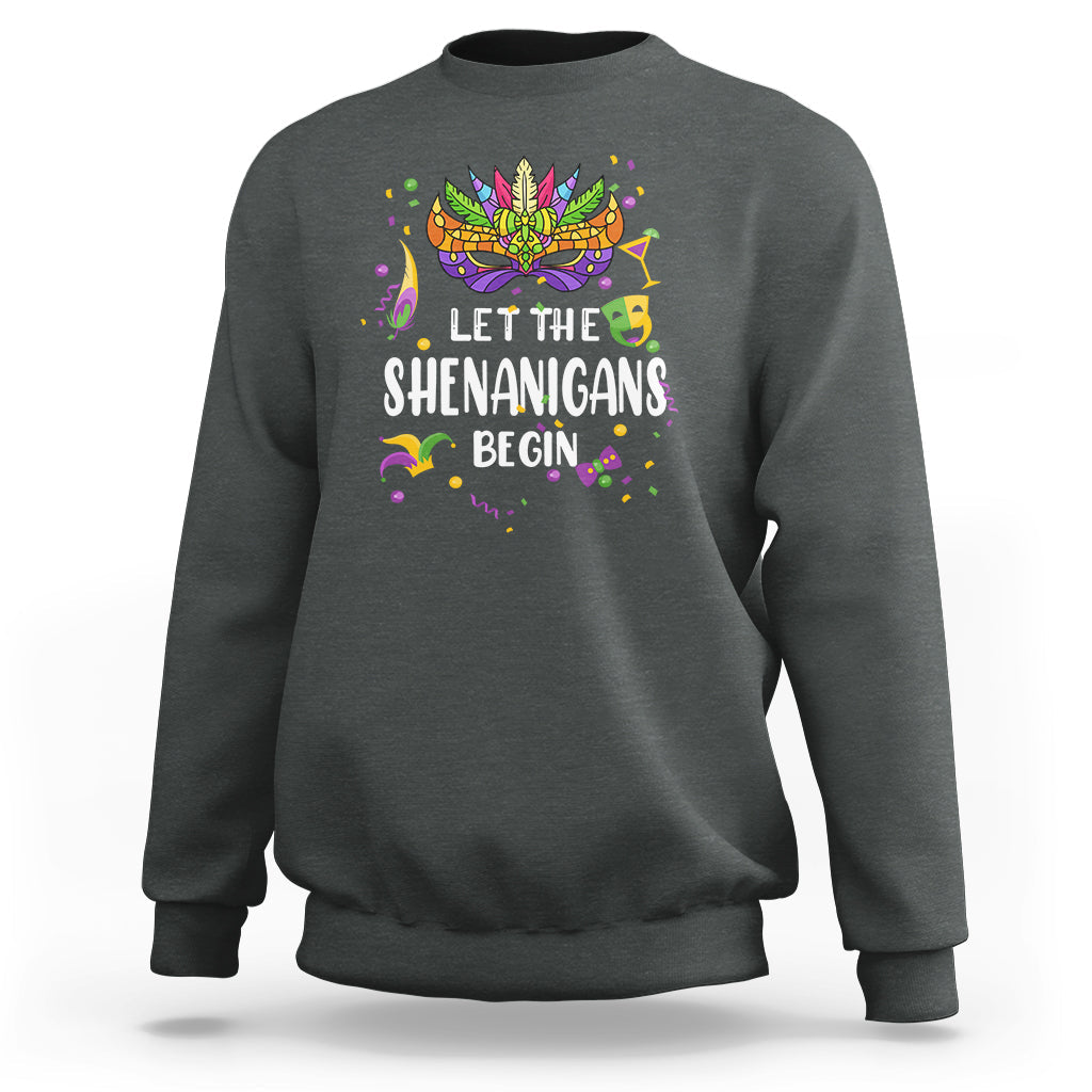 Let The Shenanigans Begin Mardi Gras Mask Womens Sweatshirt - Wonder Print Shop