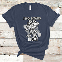 Stuck Between Idk Idc And Idgaf Bike Skull Biker Motorcross Dirt Bike T-Shirt - Wonder Print Shop