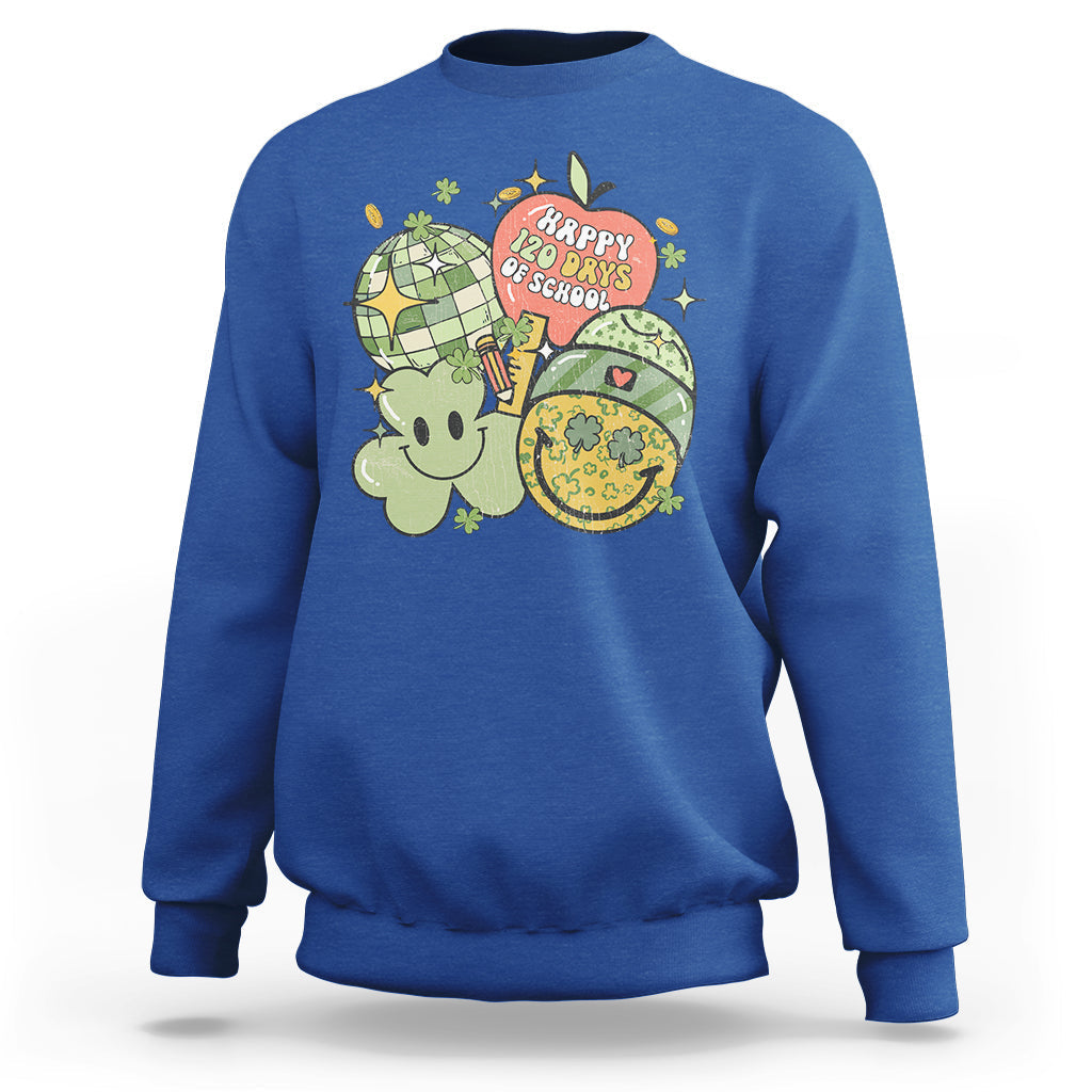 Groovy Retro Happy 120 Days Of School Feeling Cray Cray Teacher Student Sweatshirt - Wonder Print Shop