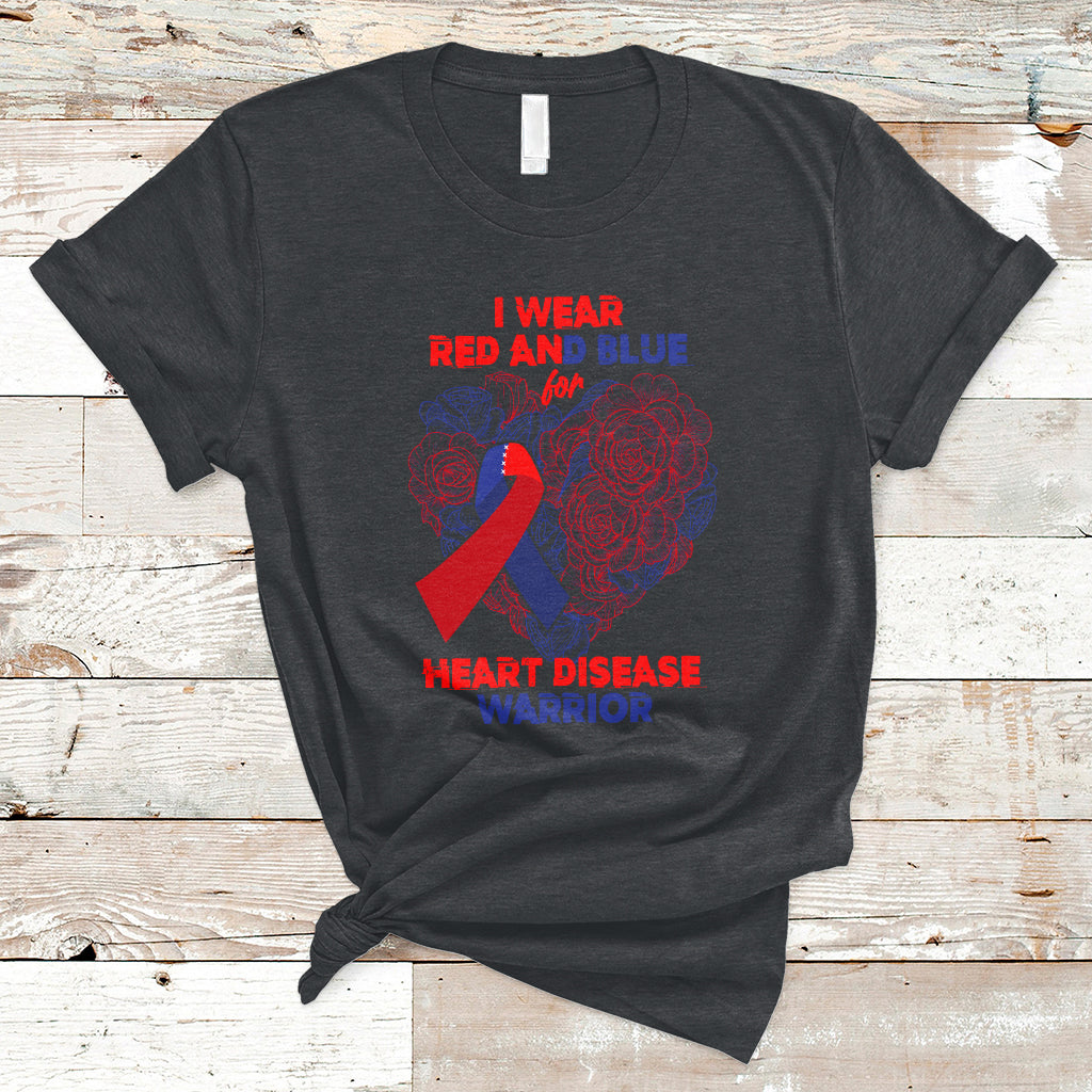 I Wear Red And Blue For Heart Disease Warrior CHD Month T-Shirt - Wonder Print Shop