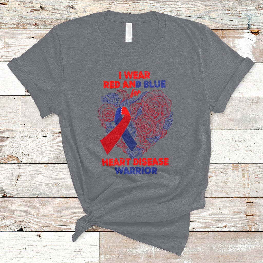 I Wear Red And Blue For Heart Disease Warrior CHD Month T-Shirt - Wonder Print Shop