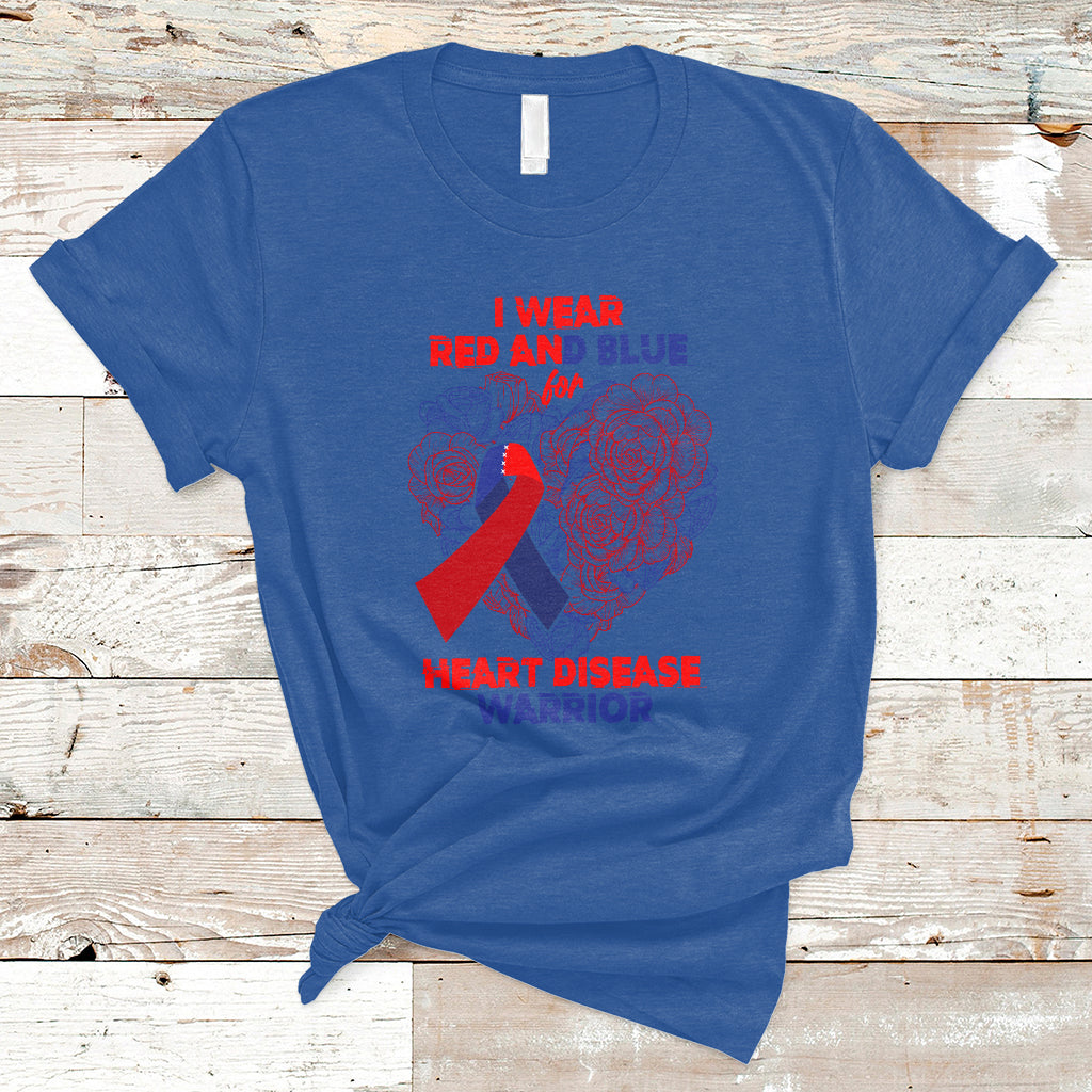 I Wear Red And Blue For Heart Disease Warrior CHD Month T-Shirt - Wonder Print Shop