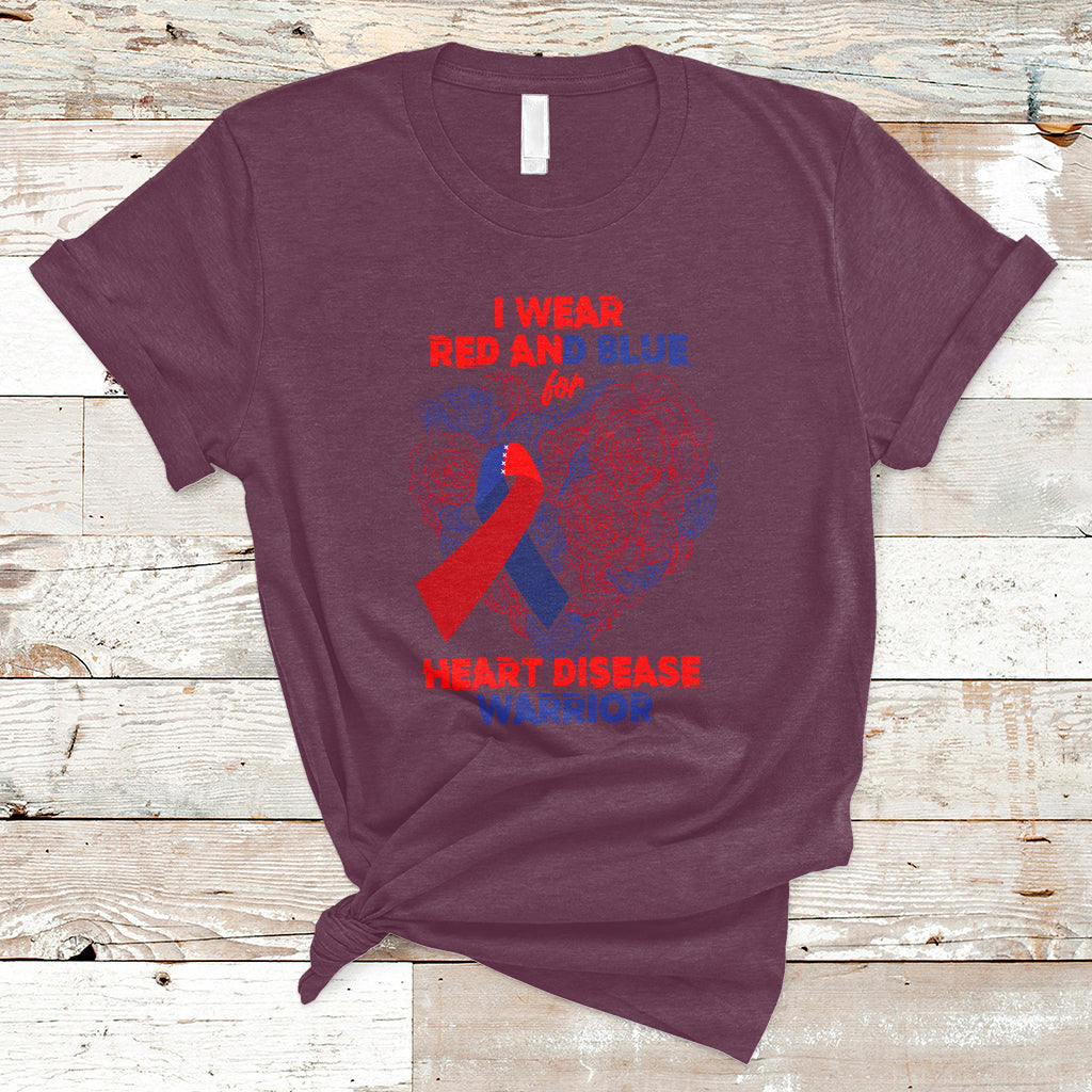 I Wear Red And Blue For Heart Disease Warrior CHD Month T-Shirt - Wonder Print Shop