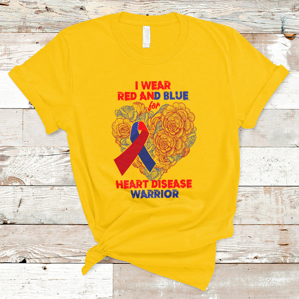 I Wear Red And Blue For Heart Disease Warrior CHD Month T-Shirt - Wonder Print Shop