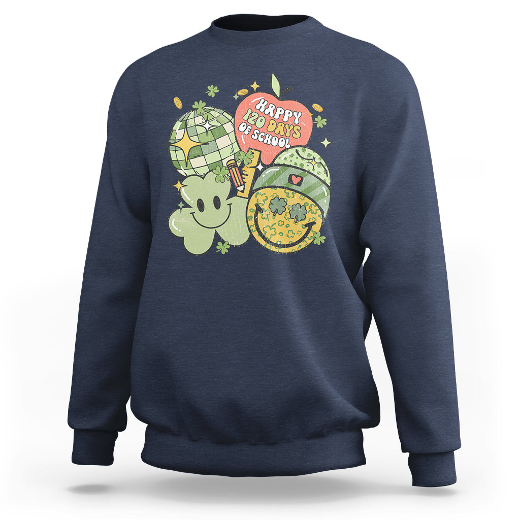 Groovy Retro Happy 120 Days Of School Feeling Cray Cray Teacher Student Sweatshirt - Wonder Print Shop