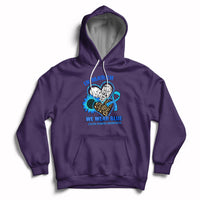 In March We Wear Blue For Colon Cancer Awareness CRC Blue Ribbon Blue Heart Hoodie - Wonder Print Shop