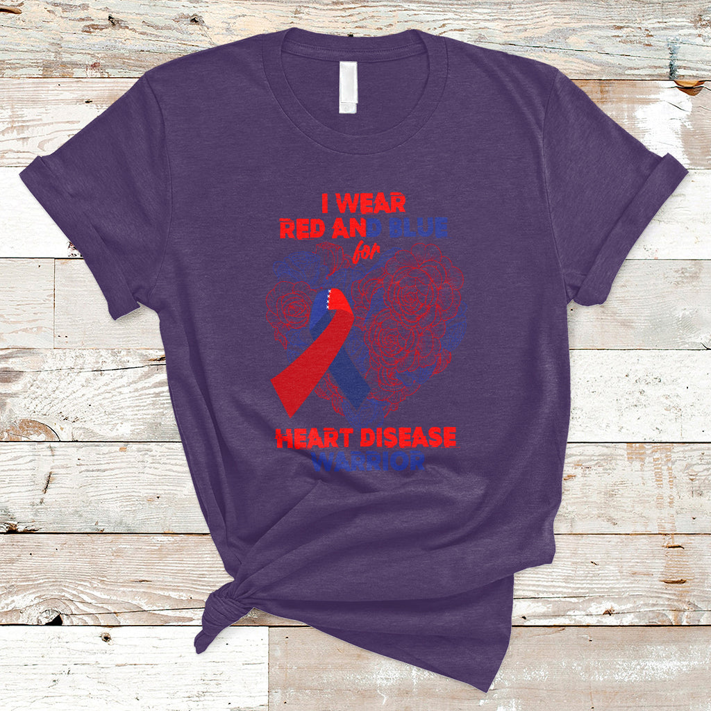 I Wear Red And Blue For Heart Disease Warrior CHD Month T-Shirt - Wonder Print Shop