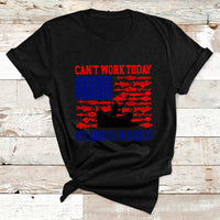 I Can't Work Today My Arm Is In A Cast Fishing Lover US Flag T Shirt - Wonder Print Shop
