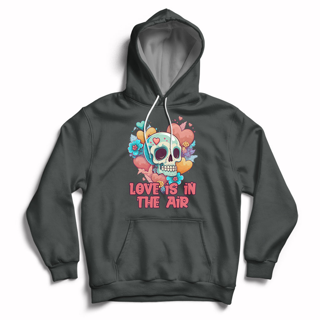 Funny Love In The Air Floral Skull Anti Valentines Day Hoodie - Wonder Print Shop