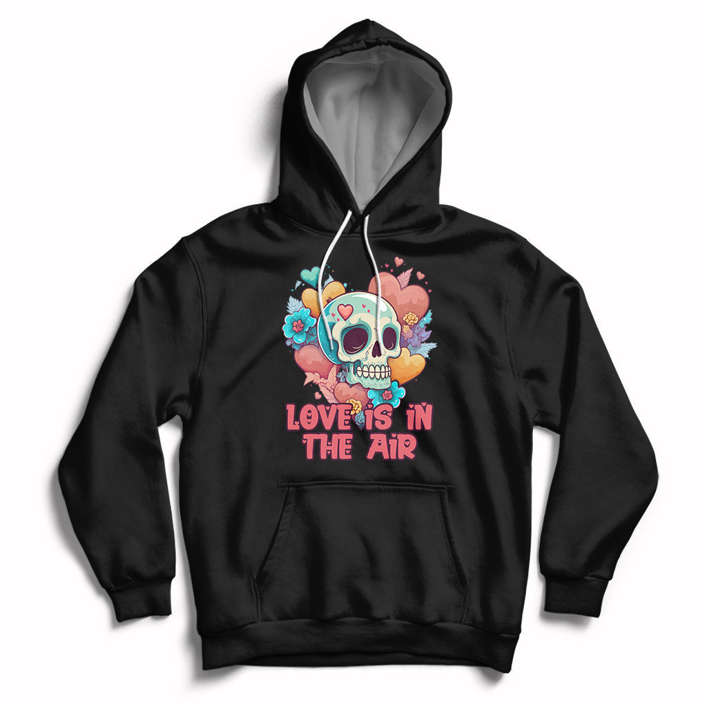 Funny Love In The Air Floral Skull Anti Valentines Day Hoodie - Wonder Print Shop