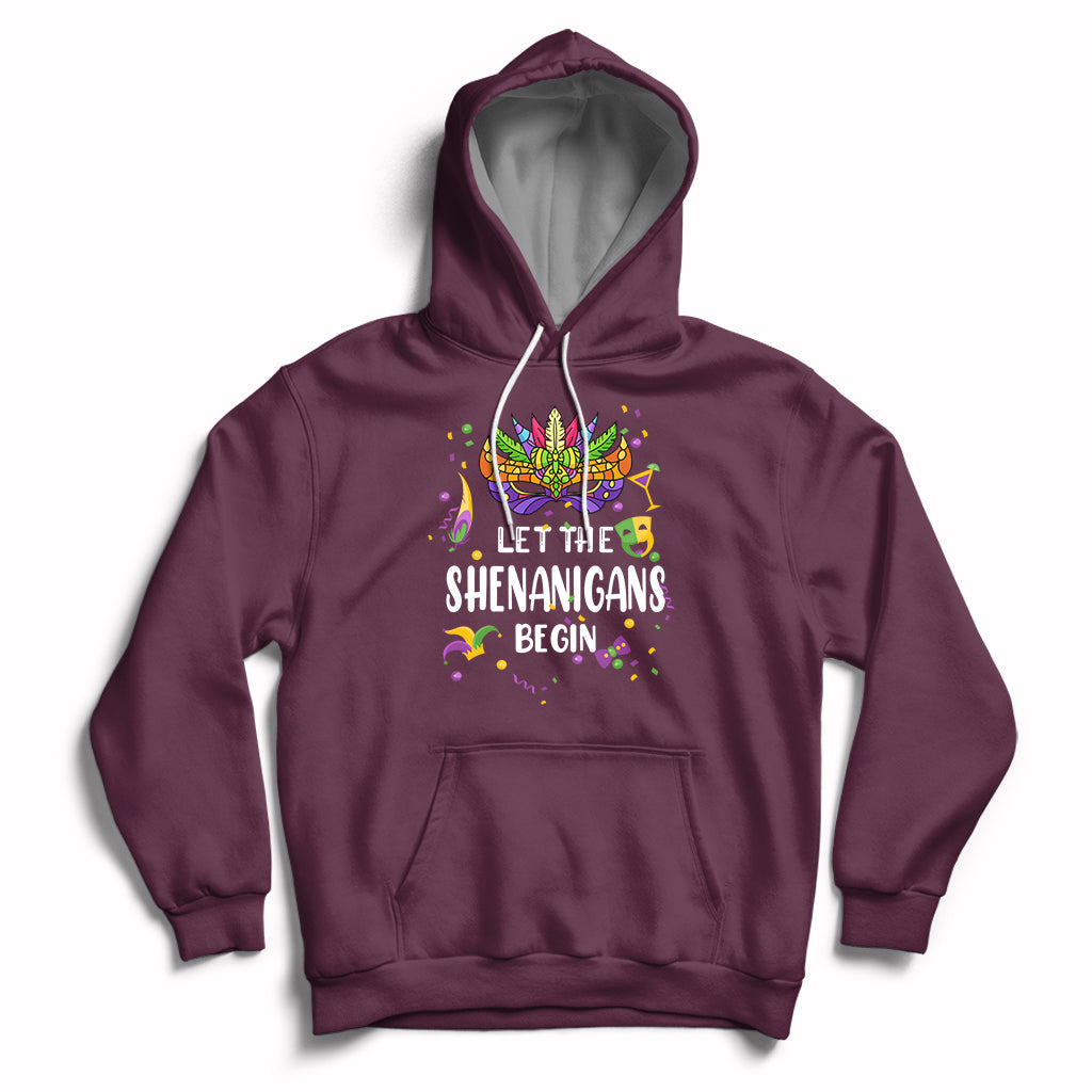 Let The Shenanigans Begin Mardi Gras Mask Womens Hoodie - Wonder Print Shop