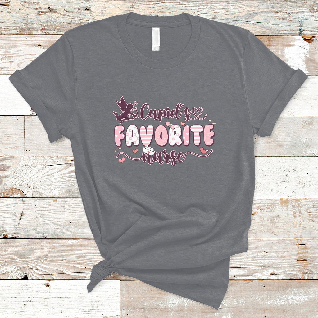 Cupid's Favorite Nurse Happy Valentines Day Groovy Retro T-Shirt - Wonder Print Shop