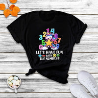 Let's Have Fun With The Numbers Happy Math Day Number Day Cute Unicorn Custome School Kids T Shirt - Wonder Print Shop