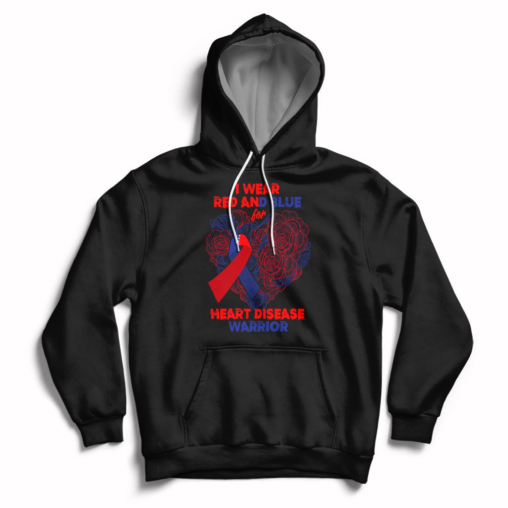 I Wear Red And Blue For Heart Disease Warrior CHD Month Hoodie - Wonder Print Shop