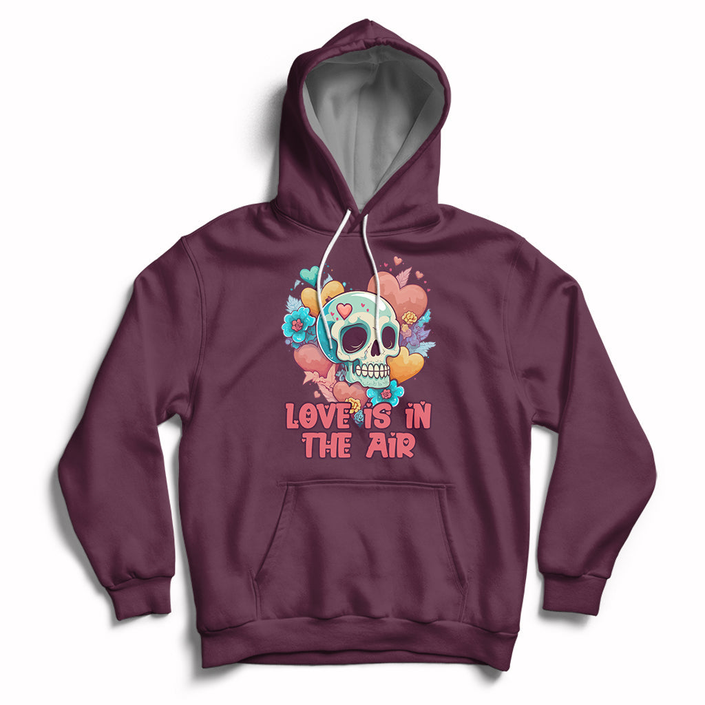 Funny Love In The Air Floral Skull Anti Valentines Day Hoodie - Wonder Print Shop