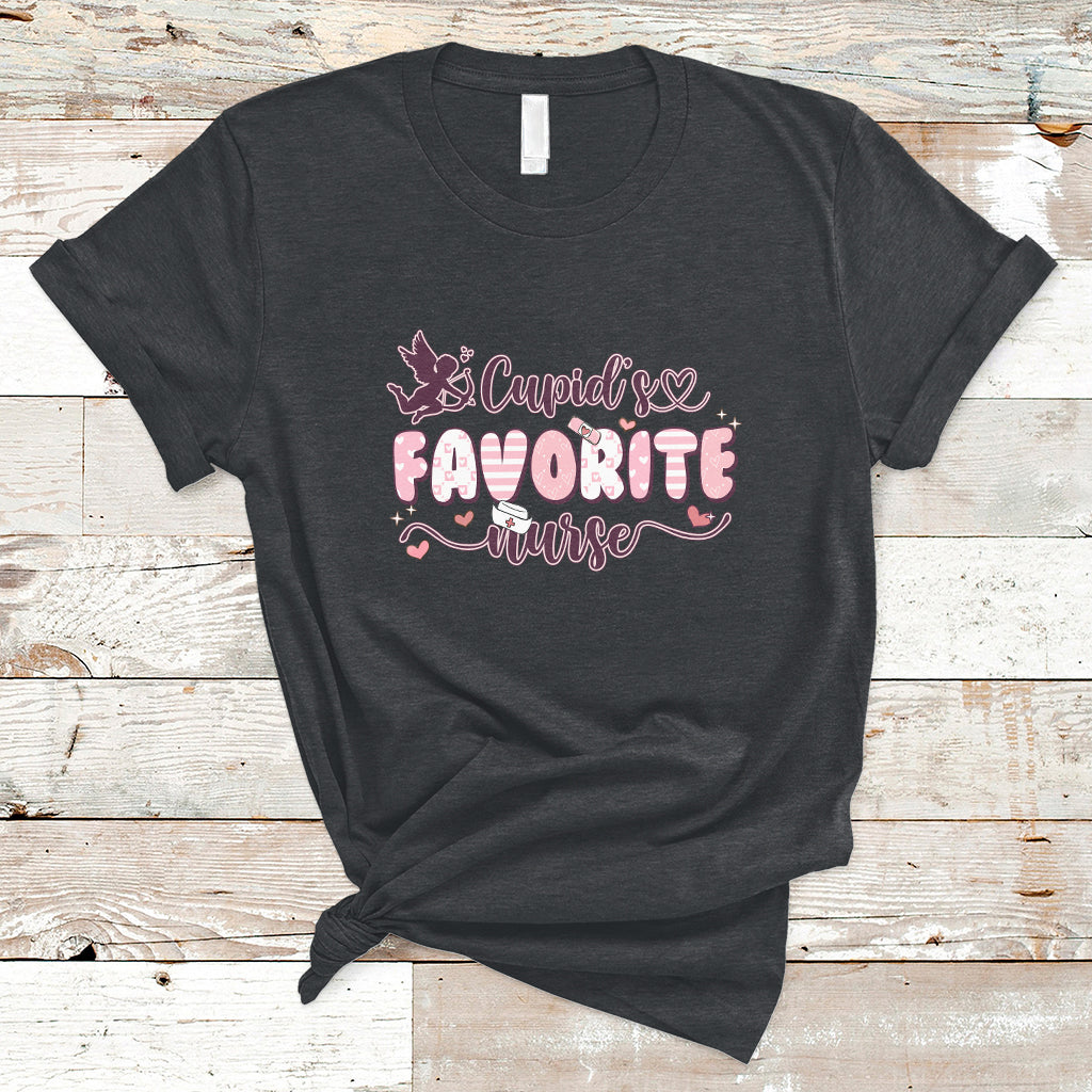 Cupid's Favorite Nurse Happy Valentines Day Groovy Retro T-Shirt - Wonder Print Shop
