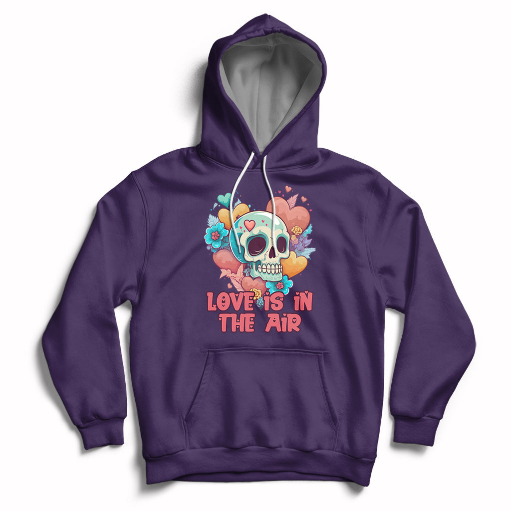 Funny Love In The Air Floral Skull Anti Valentines Day Hoodie - Wonder Print Shop