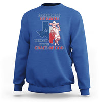 American By Birth Texan By The Grace Of God Texas State Skull Texas Pride Sweatshirt - Wonder Print Shop